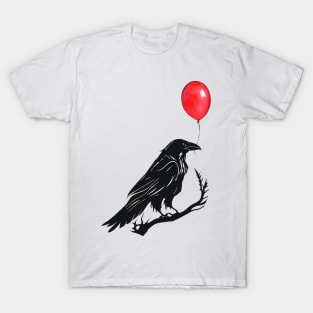 The Crow And Red Balloons T-Shirt